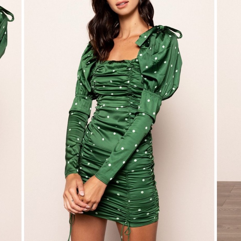 For Love And Lemons Green Polka Dot Dress